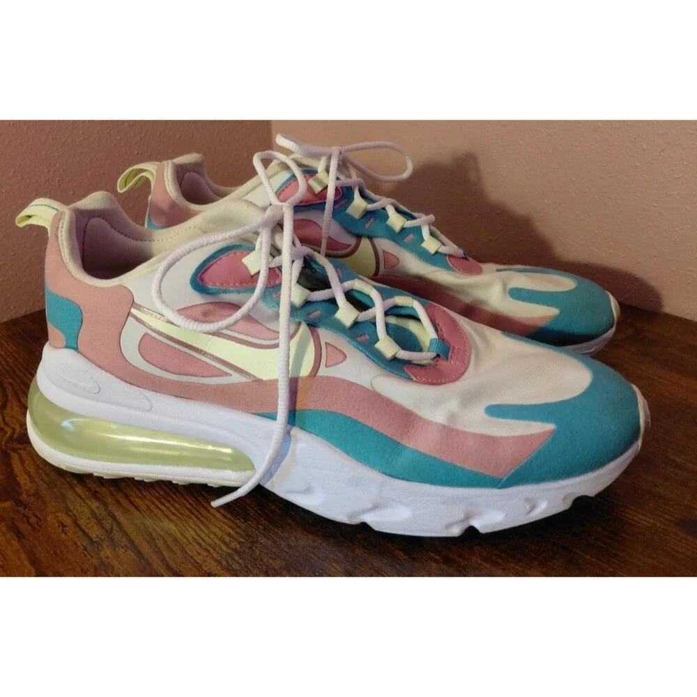 Nike Air Max 270 React White Teal Women's Size 9.5 CW7015-100 Sneakers